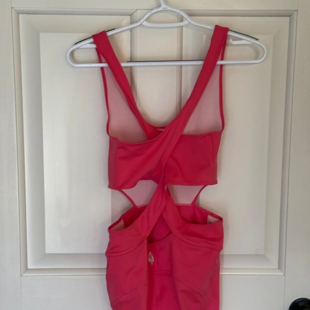 New! Free Movement x Free People Back It Up Jumpsuit Bright Pink 45452